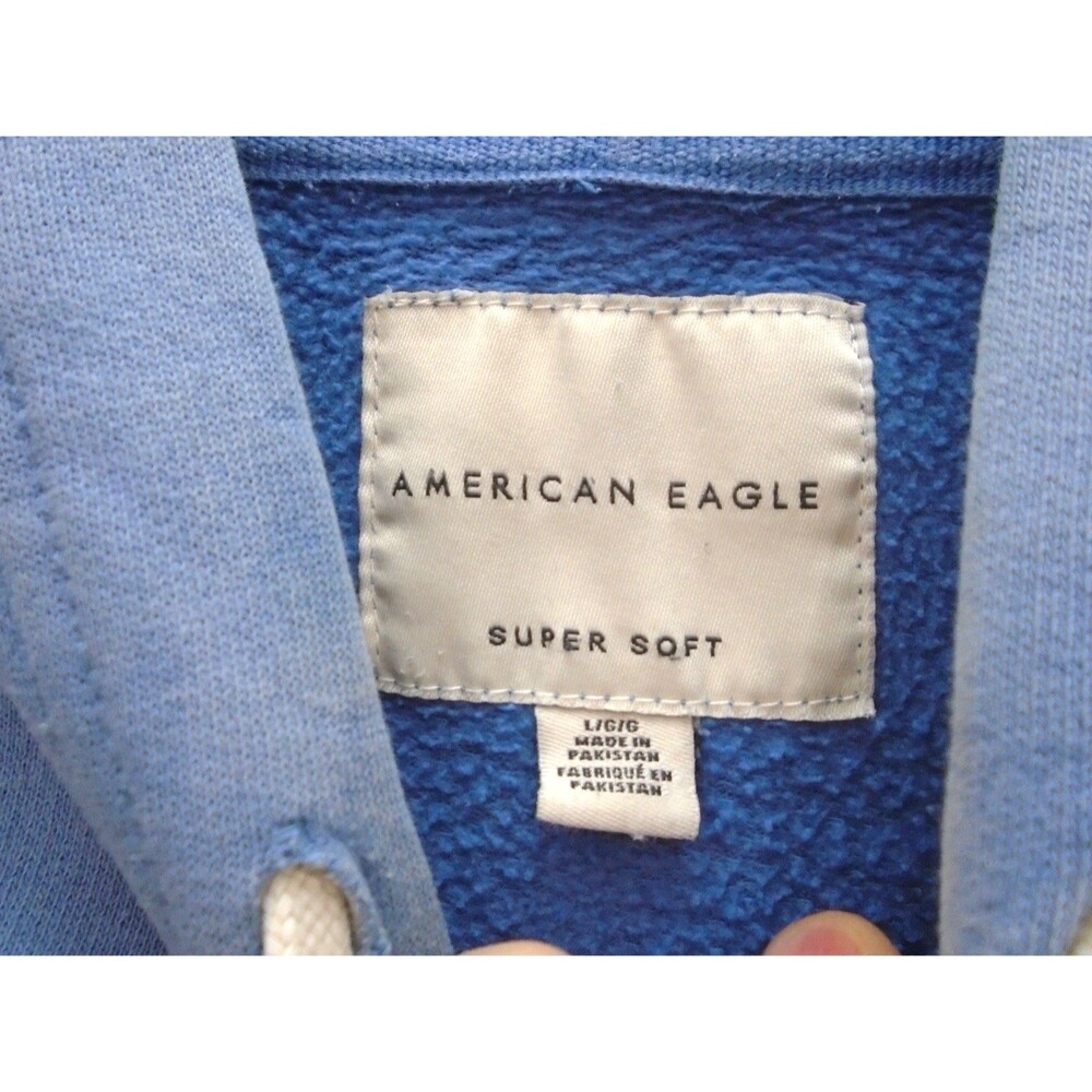 American Eagle Super Soft Hoodie Sweatshirt Large L Light Blue Mens - Picture 3 of 11